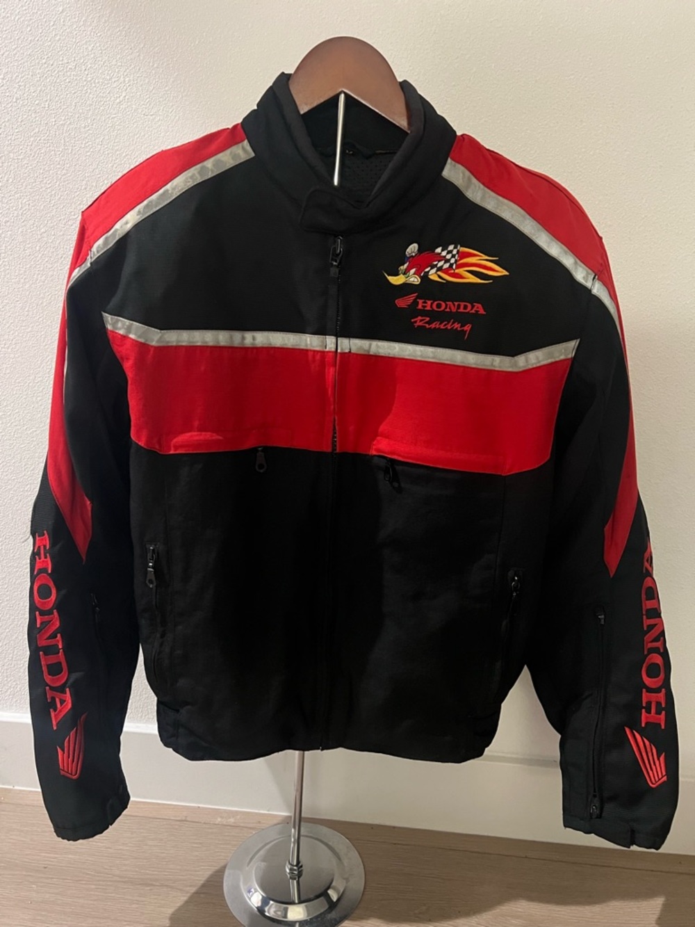 Official Honda Racing Motorcycle Jacket Rider Intersport Size M Woody Woodpecker